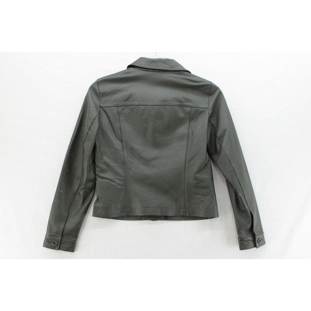 NEW  Newport News Soft Leather 2 Piece Pant Suit Womens Sz 4 Gray Green Biker - Picture 5 of 16